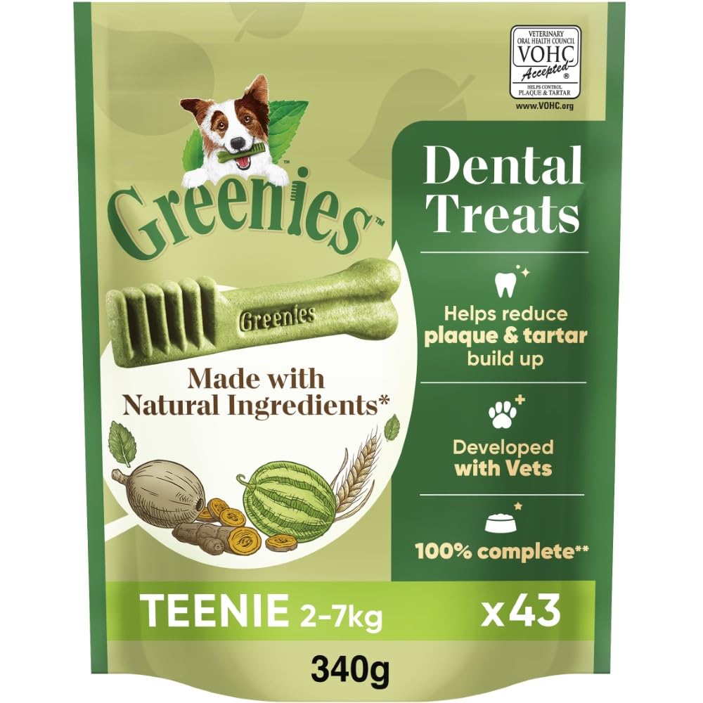 Greenies Original Adult Teenie Dog Treats 43 x Dental Chews 340g (Pack of 6)