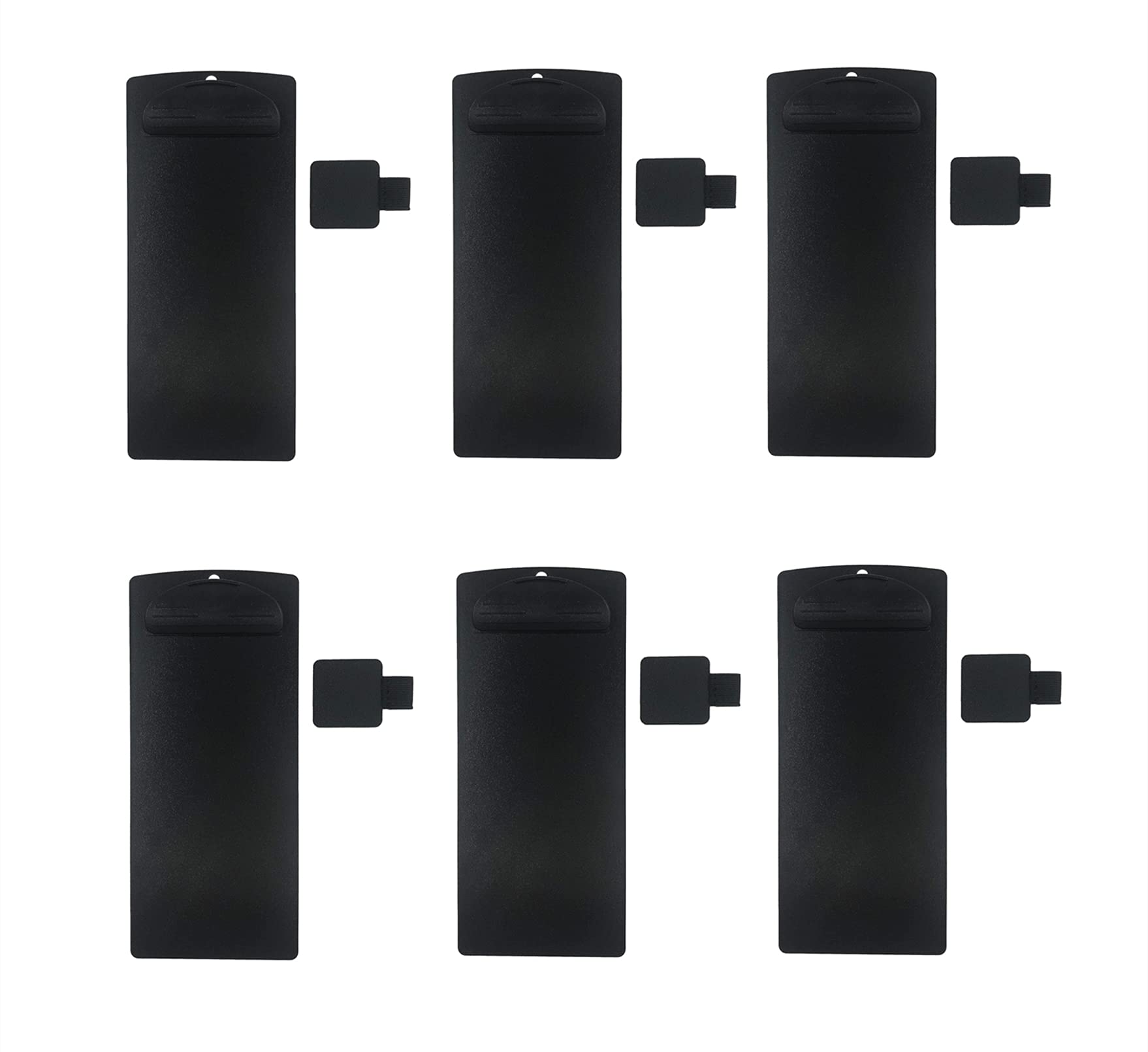 Portapapeles de plástico y lápiz de bucle, para notas, menú, tarjeta de crédito, negro, 4 x 9 pulgadas, paquete de 6