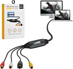 VHS para conversor digital, placa de captura de vídeo USB 2.0 dispositivo de cartão de captura de áudio e vídeo antigo VHS Mini DV Hi8 DVD VCR para conversor digital para Mac, PC compatível com
