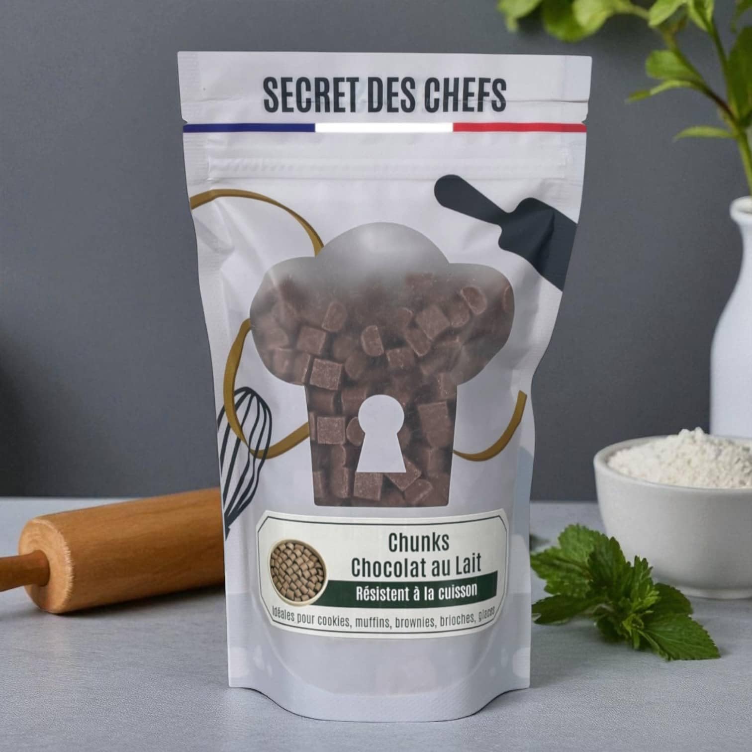 Secret des Chefs – Chunks Chocolat au Lait 700g – Grosses Pépites de Qualité Professionnelle – Pour Cookies, Muffins, Brownies, Brioches, Glaces, Pâtisseries