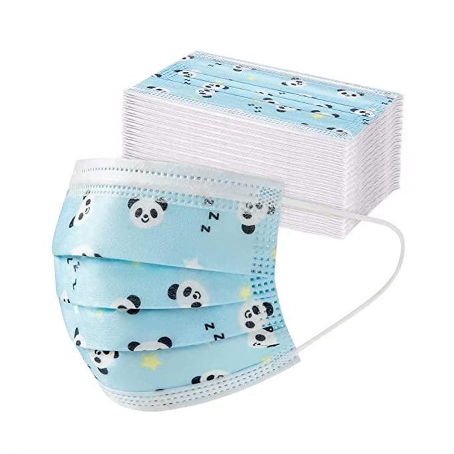 Non-Woven Fabric Cute Kids Safety Face Mask, Children’s 3 Ply Protective Ear Loop Disposable Sanitary Face Masks with Panda Print, 50Pcs-image-9