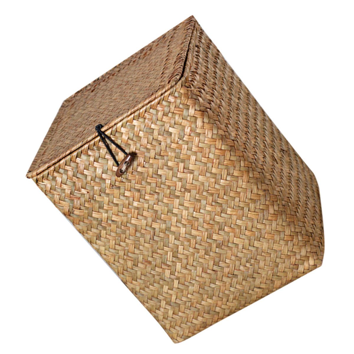 KICHOUSE Caja de Almacenamiento Mediana de Tejido Artesanal de Hierba Marina, Organizador Multiusos para Maquillaje y Artículos del Hogar, Contenedor Natural para Dormitorio y Oficina,