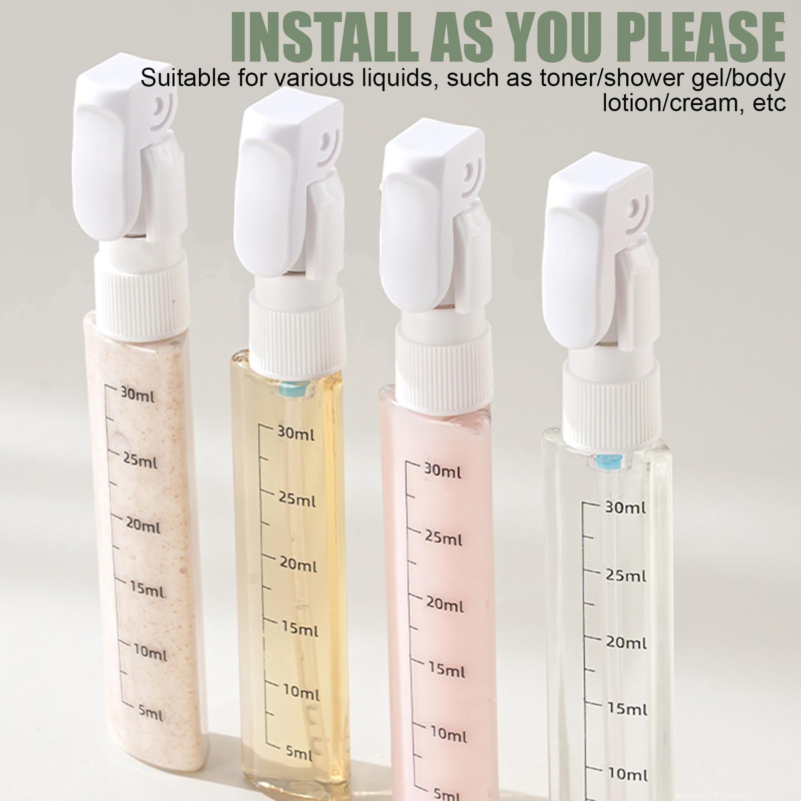 Flacon Voyage Rechargeable, Flacon Distributeur De Voyage 4 En 1, Contenant Voyage Anti-Fuite Portable, Kit Voyage Produit Toilette Pour Shampoing,Lotion, AprèS-Shampoing,Avec éChelle Et éTiquette (A)