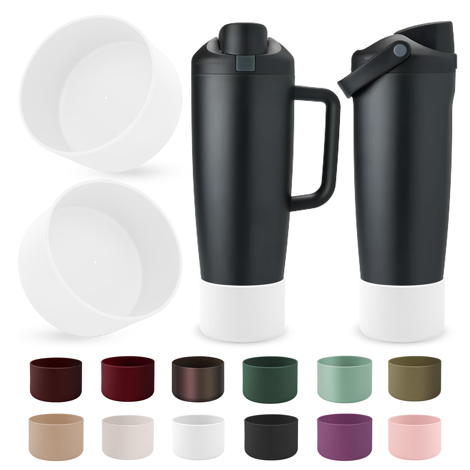 BKBY 2PCS Silicone Boot Compatible with Owala 30oz & 40oz FreeSip Sway Bottles & Tumblers, Protective Anti-Slip Bottom Cover Sleeve for Freesip Sway Tumbler