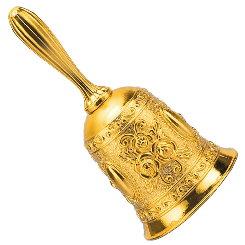 Bells Guardian Bell Hand Bell Small Teacher Classroom Dinner Tibetan Bells Meditation Gift for Bedridden Mom for Churchl, Hotel, Christmas and Wedding Service, Reception, Dinner, Library, Pub,（Gold）
