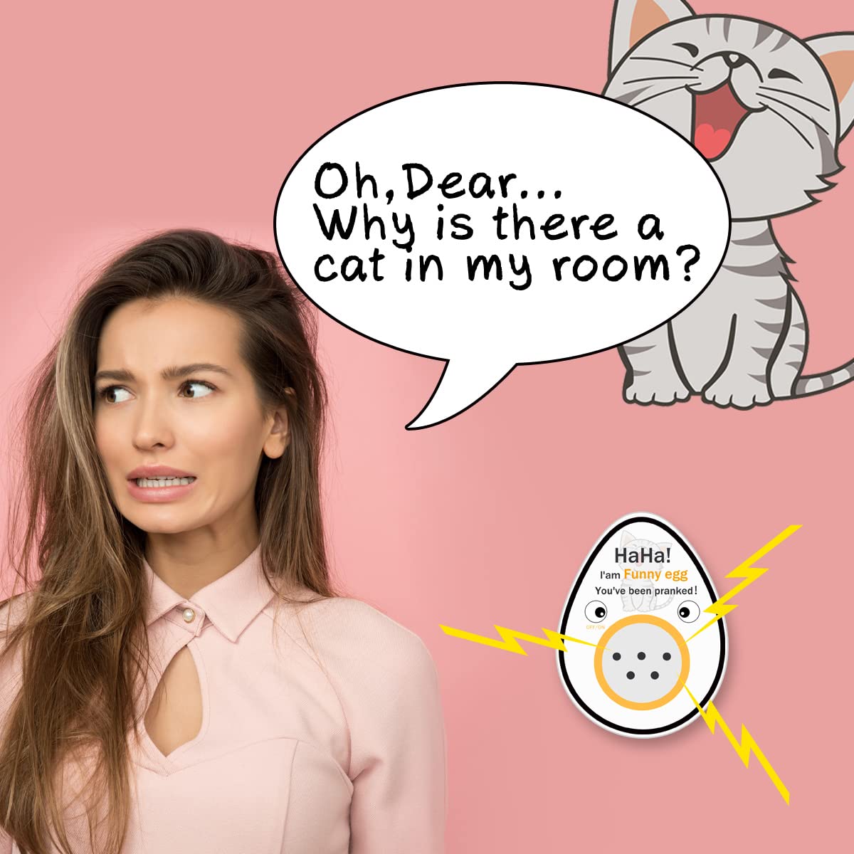 Smatagee Funny Egg Meowing Cat Hidden Annoying Prank Joke Gag Sound,Mini Hidden Prank Noise Maker for Adults,April Fool's Day Practical Joke,Gag Gifts,Small Size Prank at Home,Office