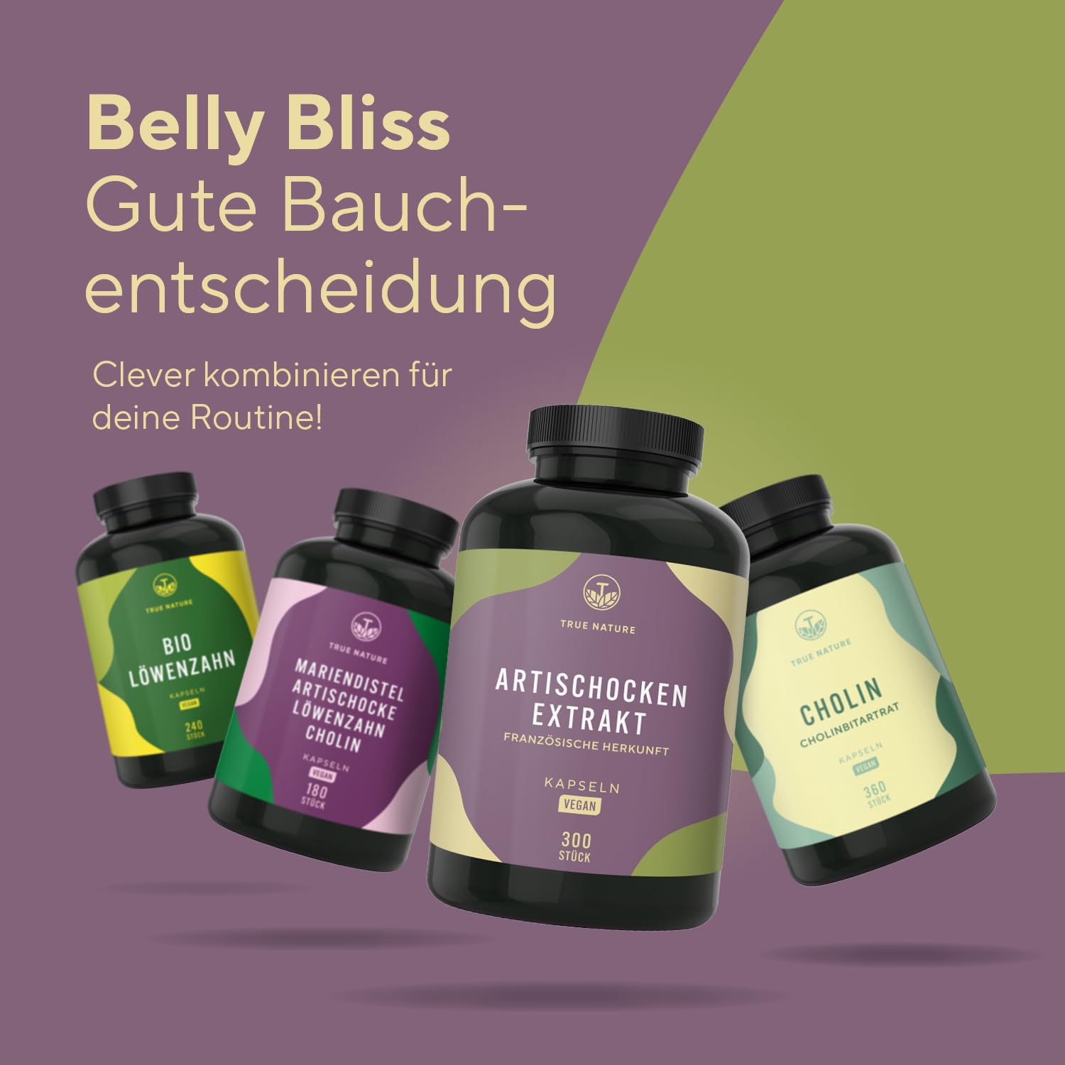 Artischocken Kapseln Hochdosiert – 2400 mg pro Dosis – 60 mg Cynarin – 28.800 mg Artischocke – 12:1 Extrakt – 300 vegane Kapseln – Laborgeprüft – Made in Germany – TRUE NATURE®