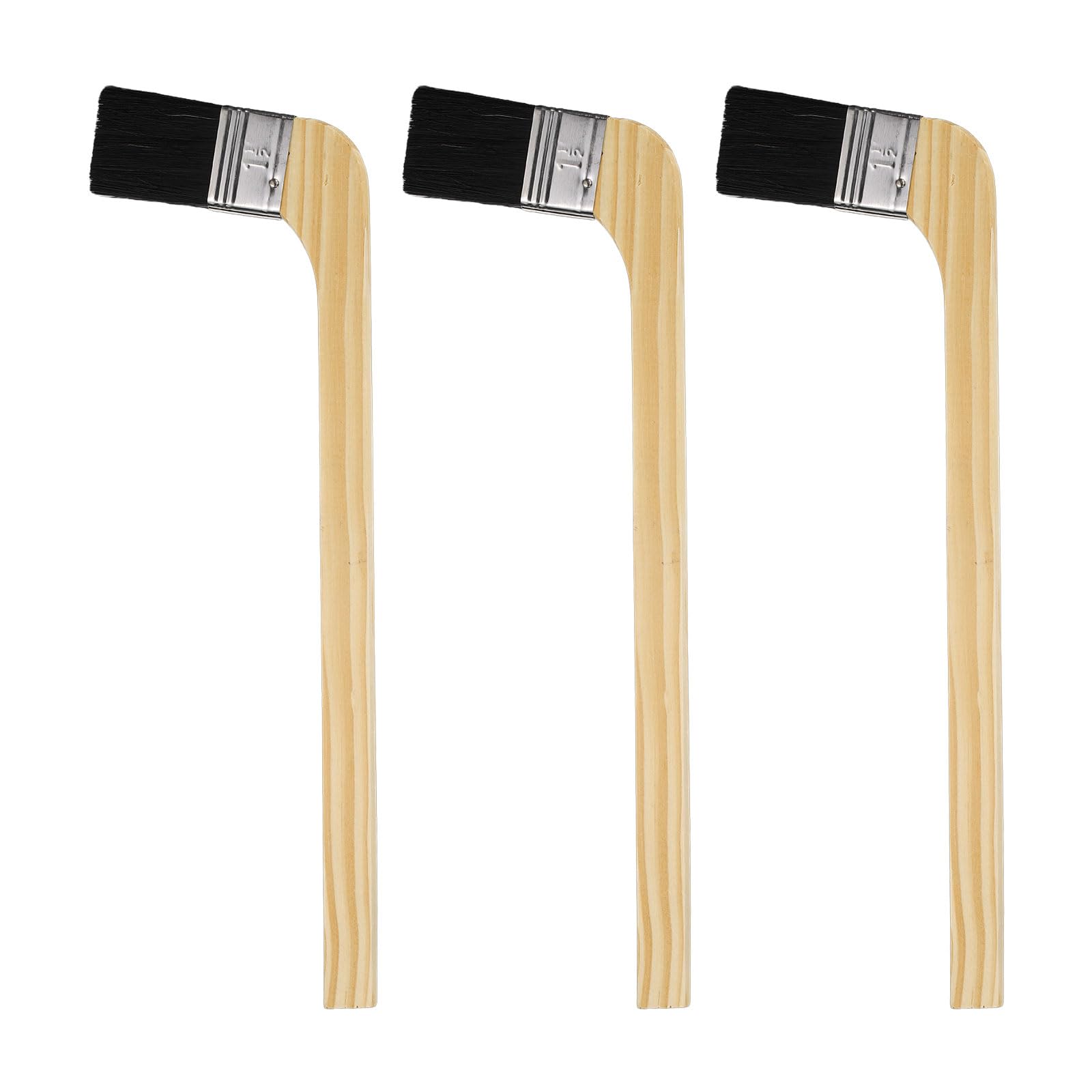 sourcing map Paint Brush 3Pcs 1.5" Brush Width Reusable Variety Angled Bend Brushes Radiator Paint for All Latex Oil Painting Furniture Walls Treatment, Black