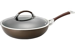 Circulon Symmetry Hard Anodized Nonstick Wok/Stir Fry Pan with Lid, 12" Chocolate