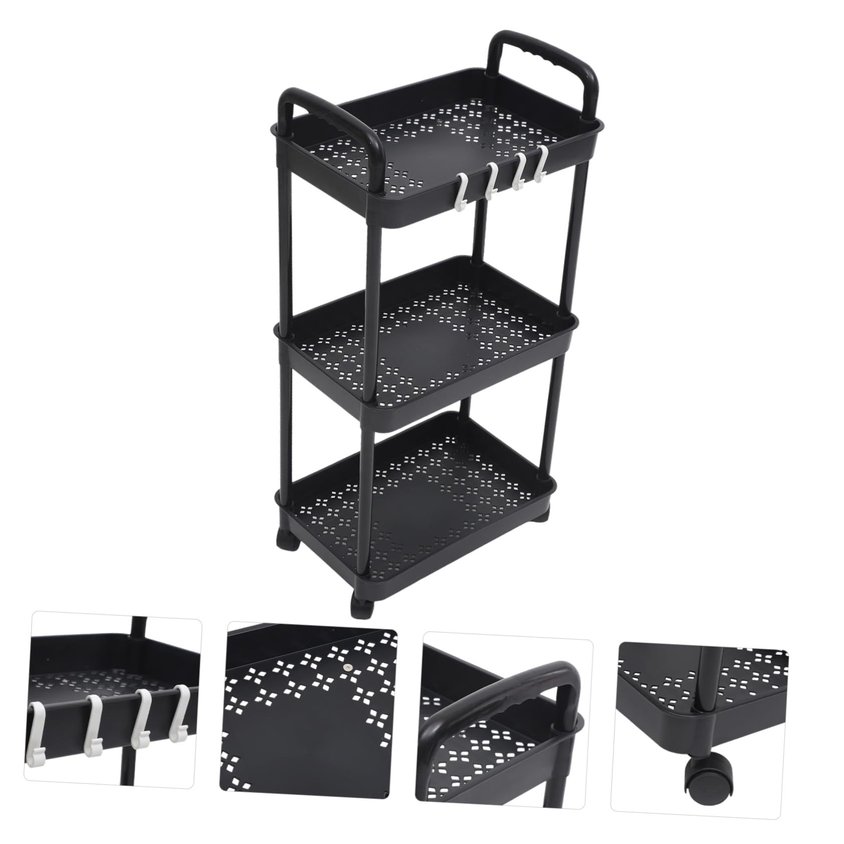 Happyyami Organizador Multiusos de PP Fácil Almacenamiento para Cocina, Baño y Oficina Carrito de Almacenamiento Rodante de 3 Capas Ruedas y Diseño Compacto
