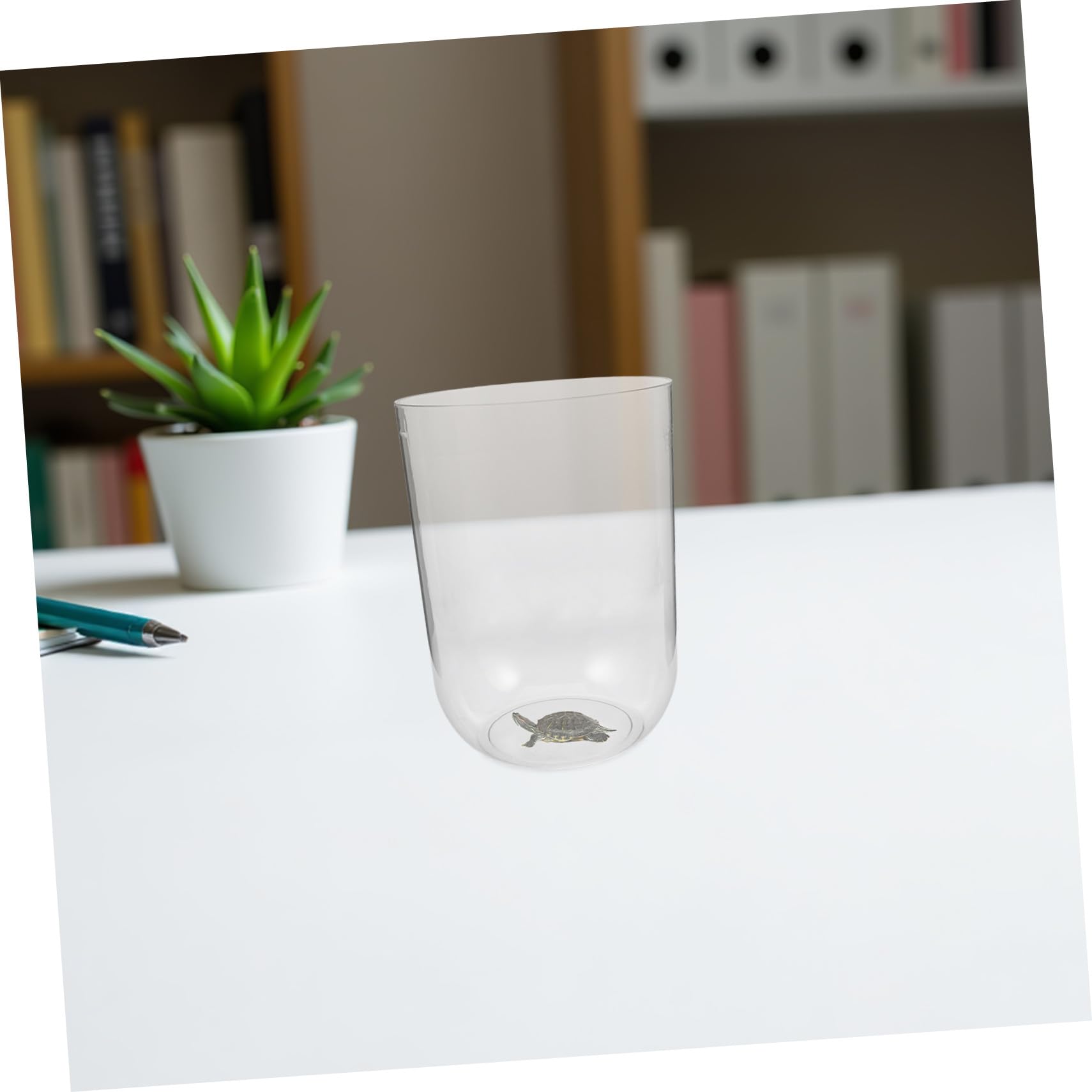 Lurrose Aquarium Cylindrique Pet 8l pour Tortue et Espèces Aquatiques, Design Créatif et Compact, Facile à Entretenir, pour Décorations de Bureau et Débutants