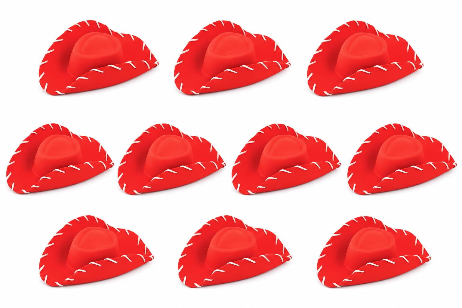 The Dragons Den Adults Western Jessy Eva Foam Red Cowboy Sombrero Sheriff Frontier Cowboy Hat Fancy Dress Costume Accessory Headwear [x10 Pieces]
