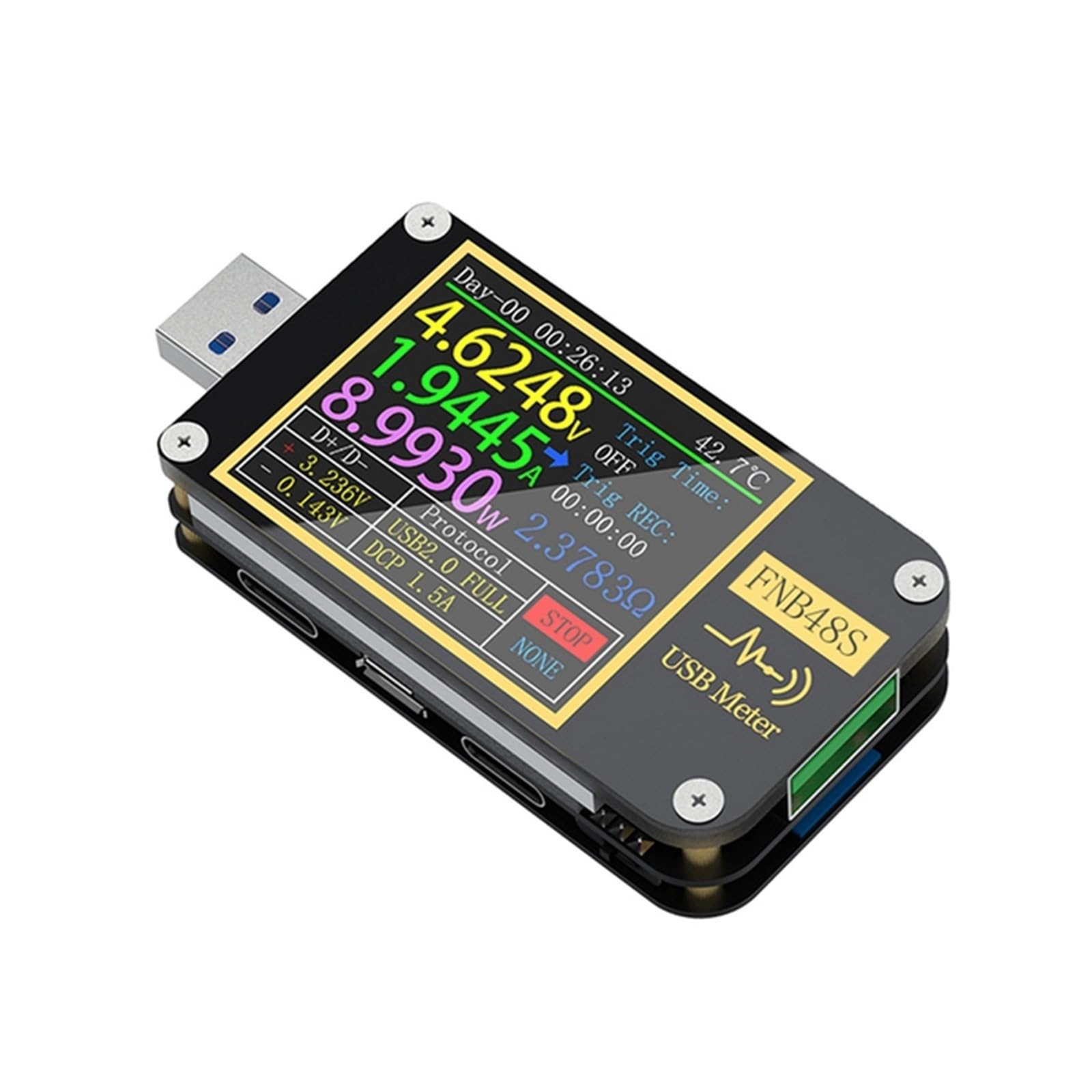 Tester USB,Tester kabla USB, FNB48S Tester Napięcia Pojemnościowego USB Miernik Prądu Monitor Analizator Wykrywania Mocy Narzędzia Testowe Z do sprawdzania pojemności, czyszczenia pojemności