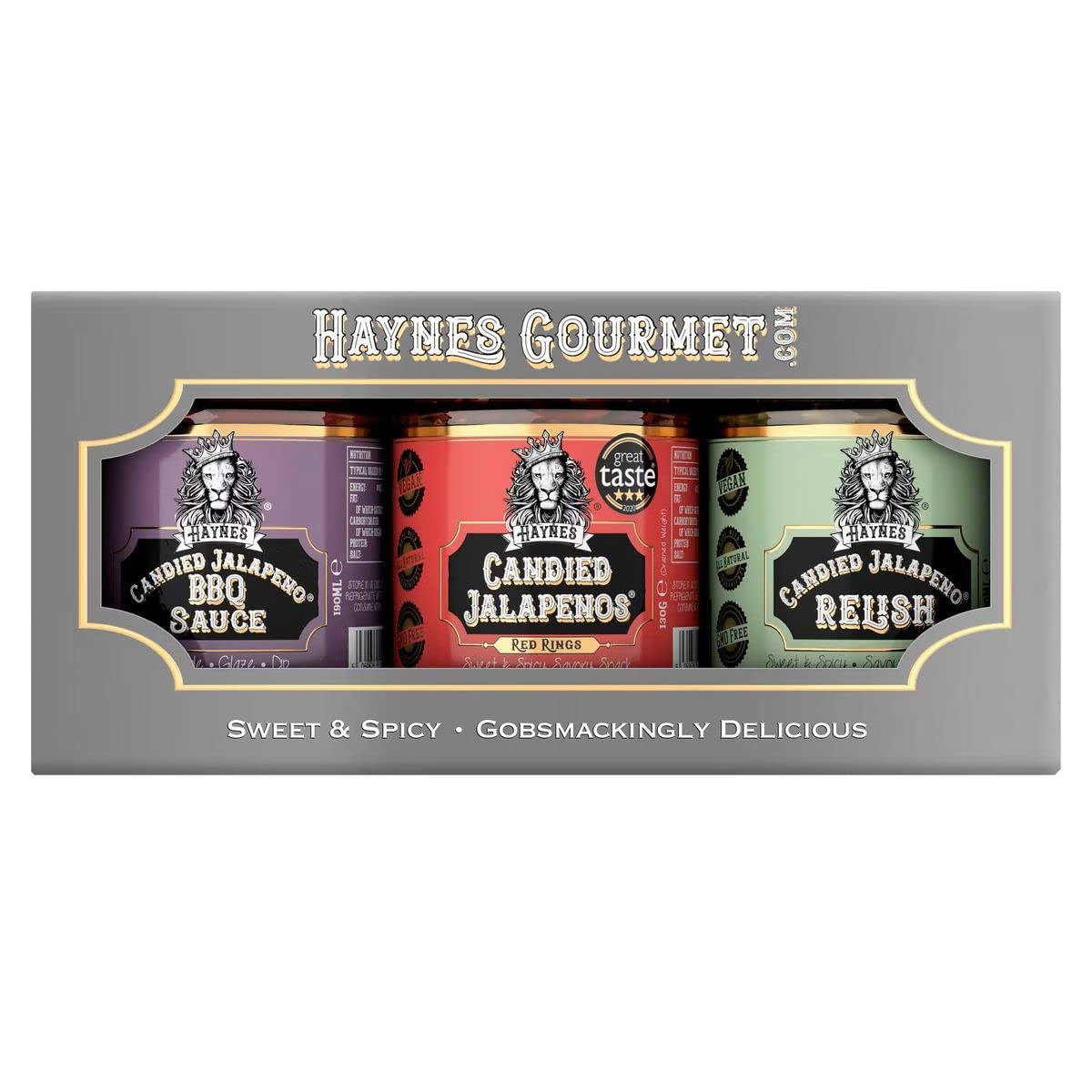 Haynes Gourmet Candied Jalapenos® Sweet and Spicy Jalapeno Chillies and Hot Sauce Gift Box