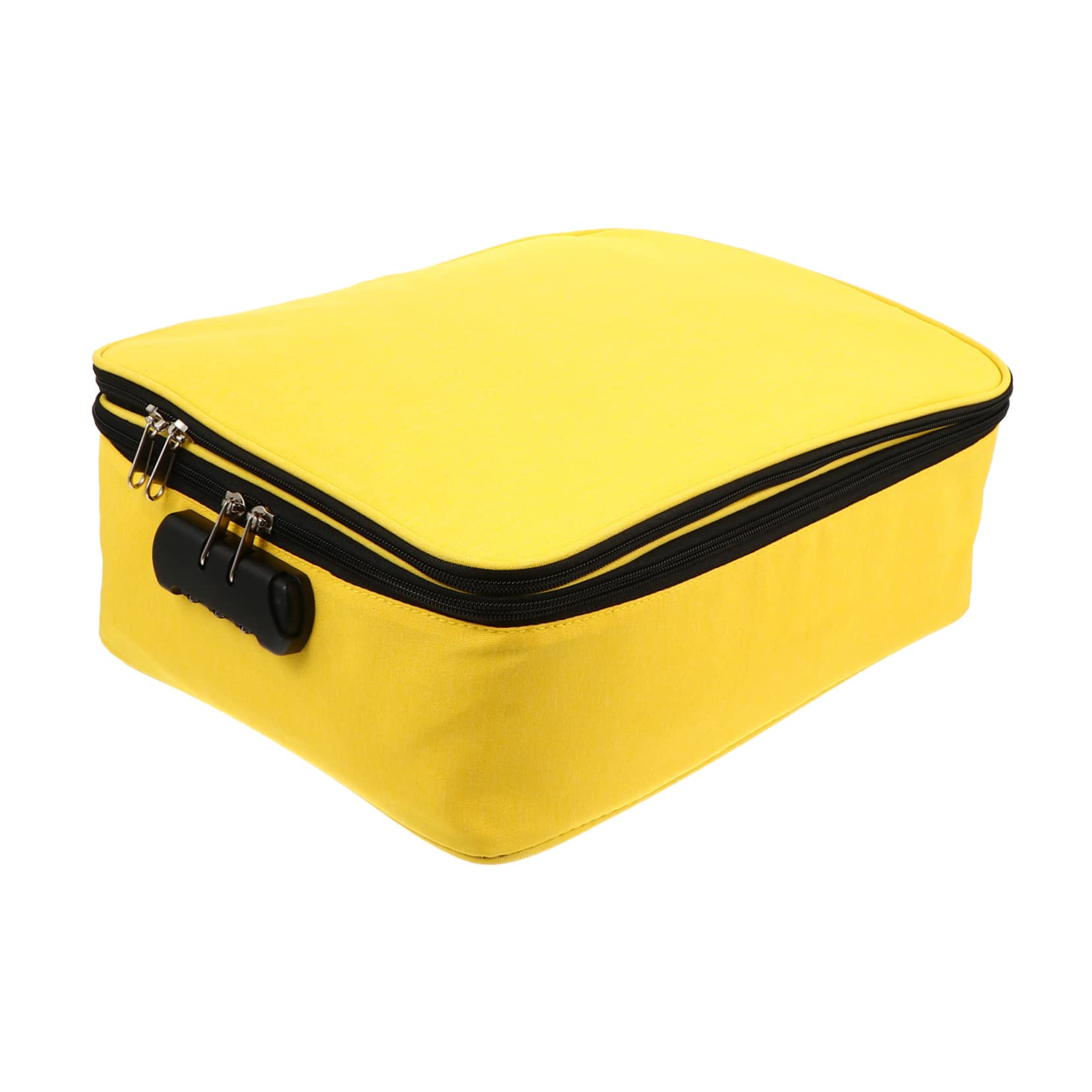 MAGICLULU Borsa Porta Documenti Viaggio Grande Capacità con Lucchetto | Tessuto Cationico Giallo, Doppia Cerniera con Codice, Cuciture Strette e Protezione Acqua