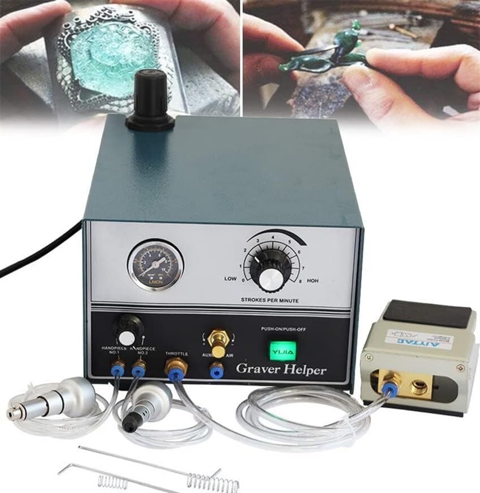 ZHJOPP Pneumatic Engraving Machine 60W for Jewelry Making, 100-4000 RPM Hand Tools,220V, Engraver for Crafts and DIY Projects