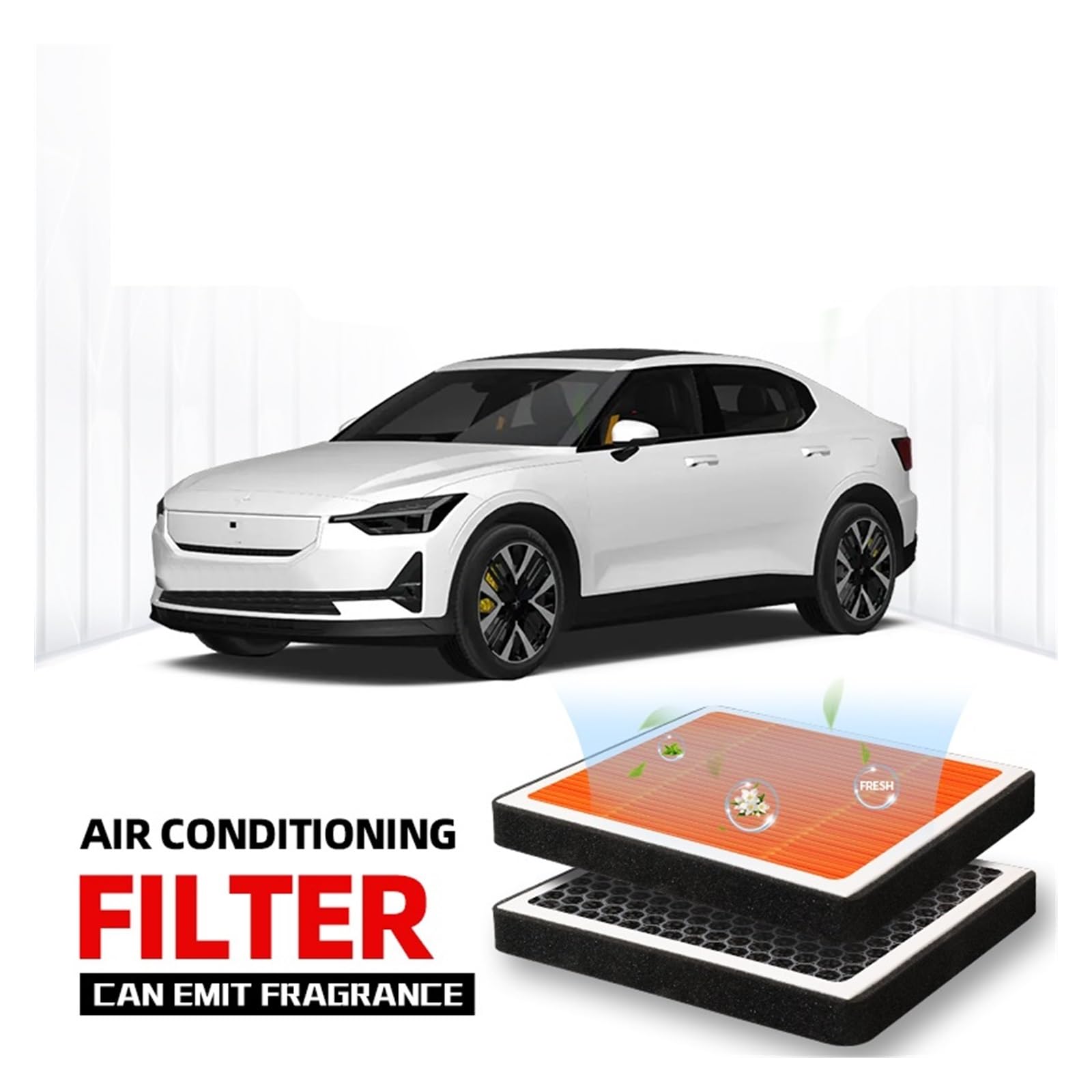pour Po&lestar 2 Filtre Cabine Filtre Air Charbon Actif climatisation avec pour Purifier l'air de la Voiture Charbon Actif Voiture Filtres Air