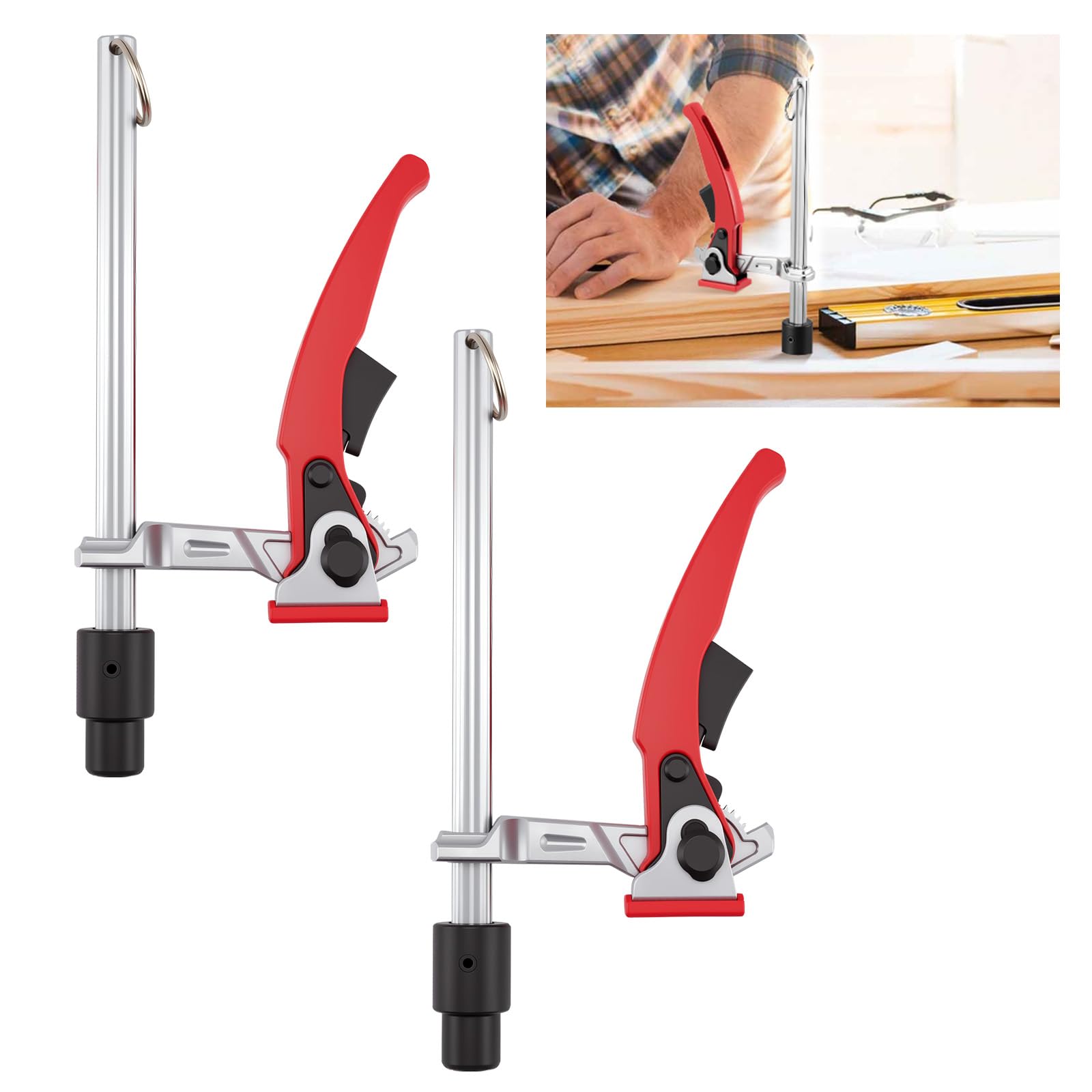 Sargentos de Apriete 20mm, 2pcs Abrazaderas de Palanca de Acero, Dispositivo de Sujeción para Mesas de Soldadura Multifuncionales, con Capacidad de 160mm y Profundidad de Garganta de 60mm