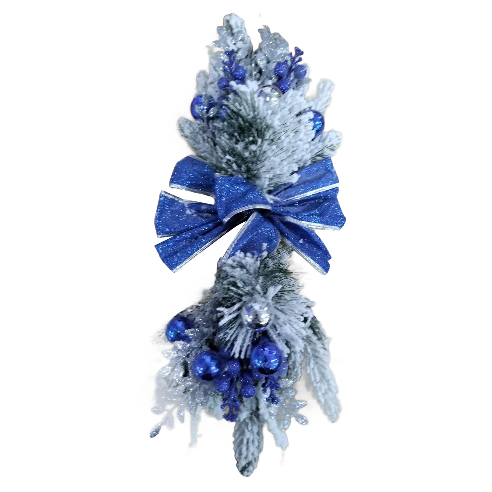 Christmas Swag Teardrop Swag Wreaths Christmas Stairway Swag for Front Door Xmas Ornament Home Decor (A-Blue, 45cm*20cm)
