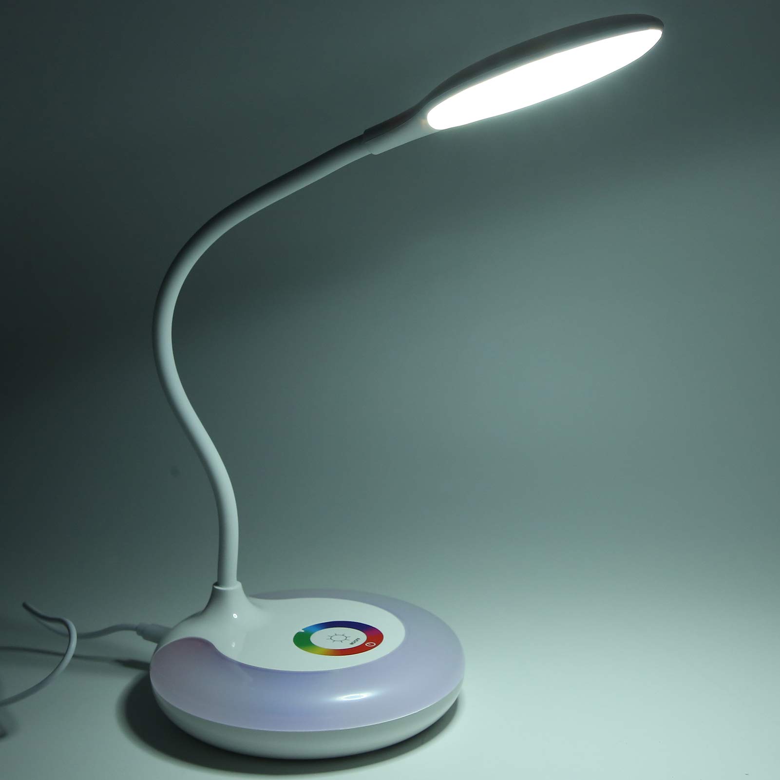 Lampada da Tavolo a LED USB, Luce da Tavolo con Regolazione Tattile, Protezione per gli Occhi Luce Dimmerazione Tattile Colorata, Lampada da Studio Flessibile a Collo D'oca