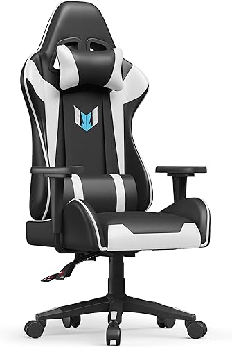 Bigzzia Silla de oficina ergonómica para videojuegos, silla de escritorio giratoria de altura ajustable, silla de computadora reclinable con soporte