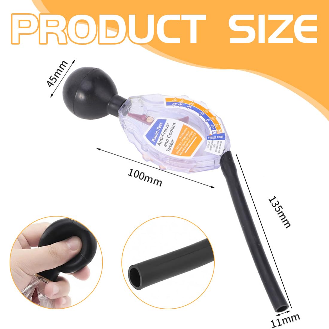 Tester Antigelo, Densitometro per Liquido di Raffreddamento Auto, Strumento di Manutenzione per Batteria Auto e Test Antigelo, Misura Precisione fino a -43°C (1 Pezzo) - 2