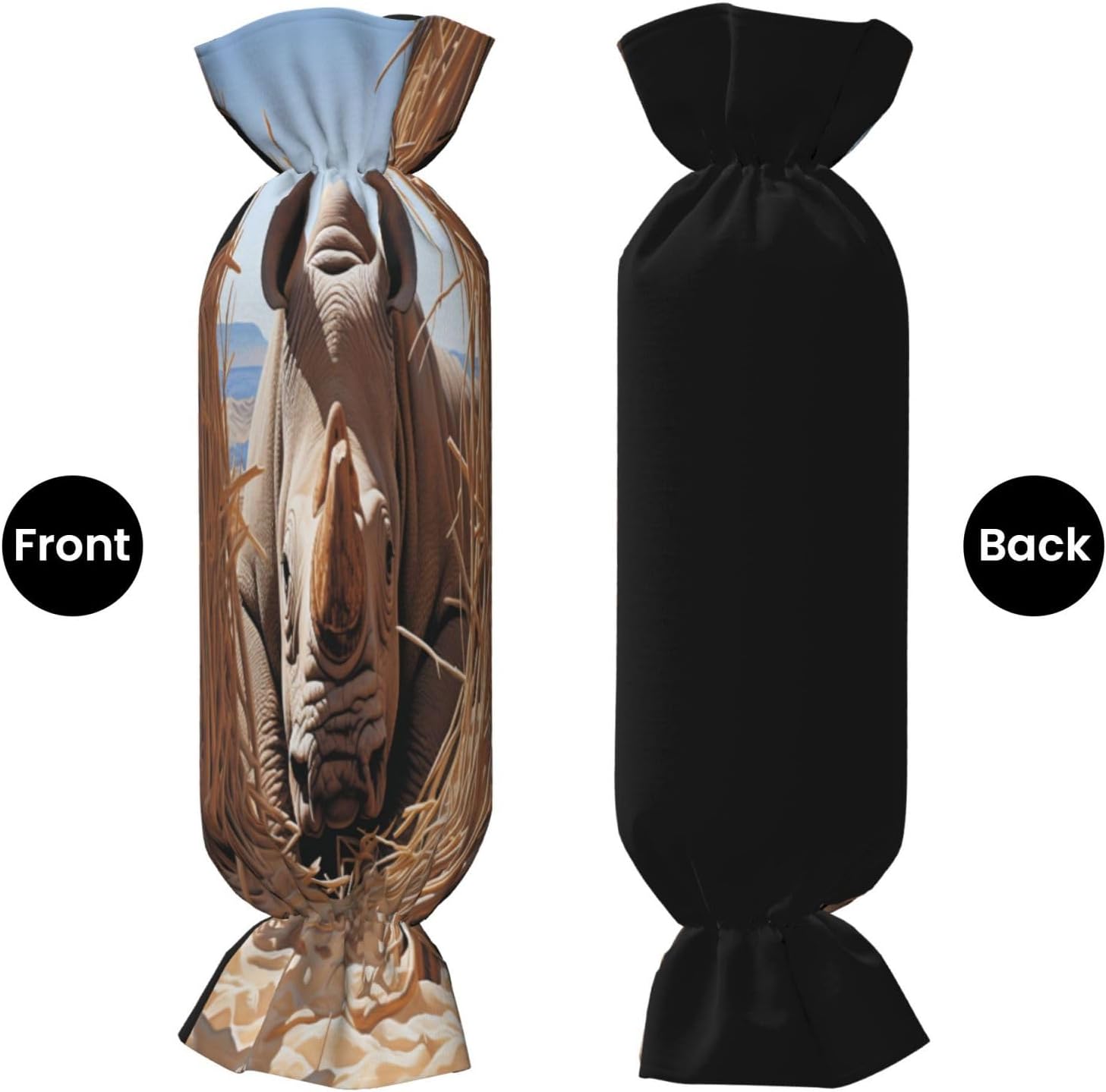 The Rhinoceros in Sight Cylindrical Pillow-Premium Bed Pillows, Side Sleeper Neck Support, Decorative Candy Design, Soft and Durable