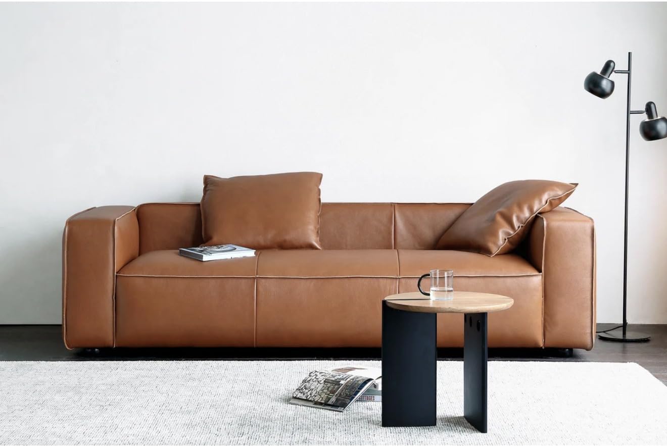 BOMBAY SOFA COMPANY 3 Seater Premium Brown Leather Fabric Sofa