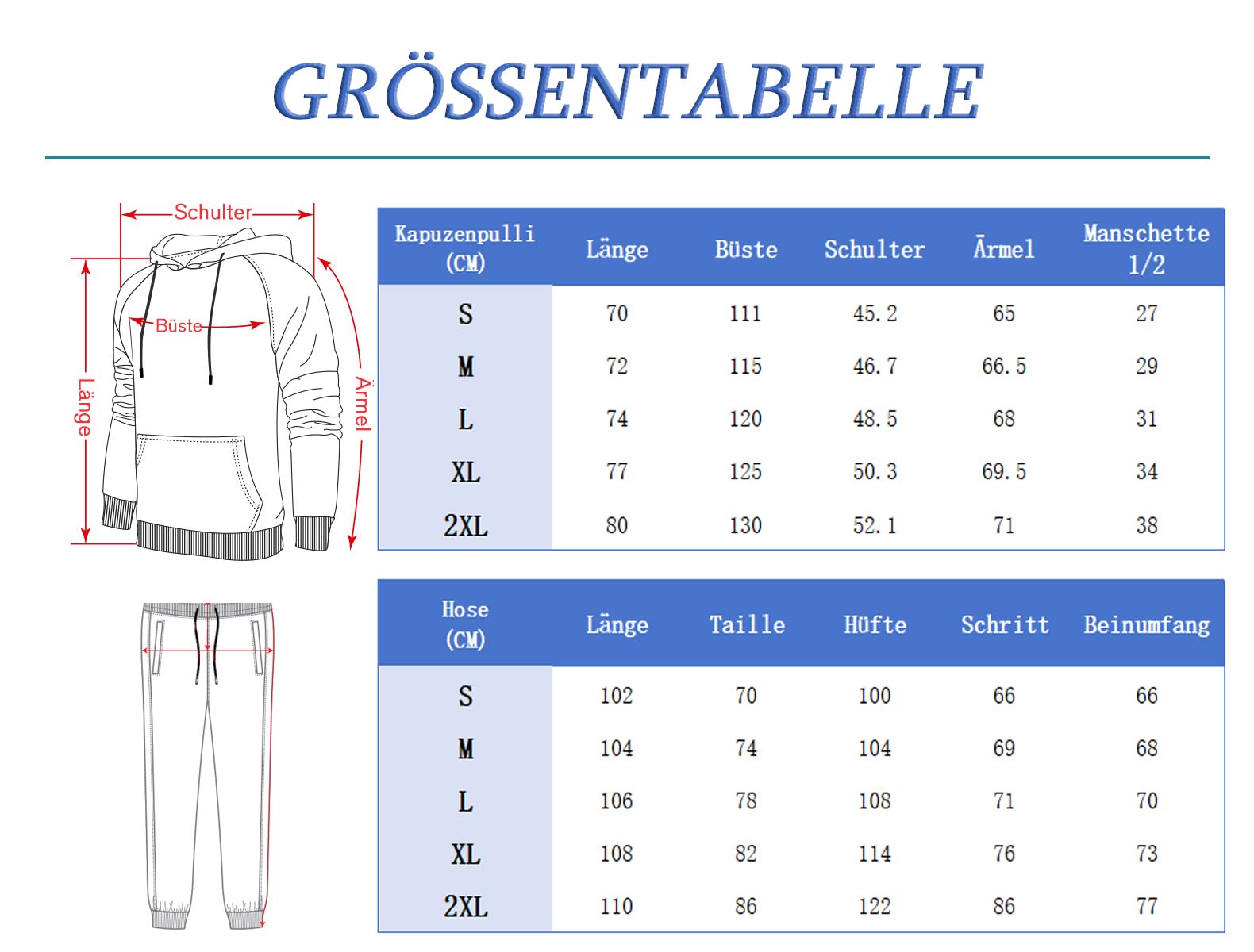FTCayanz Tuta Uomo Completa Tute da Ginnastica Set Sportiva Pullover Felpa Con Cappuccio e Jogging Pantaloni 2 Pezzi