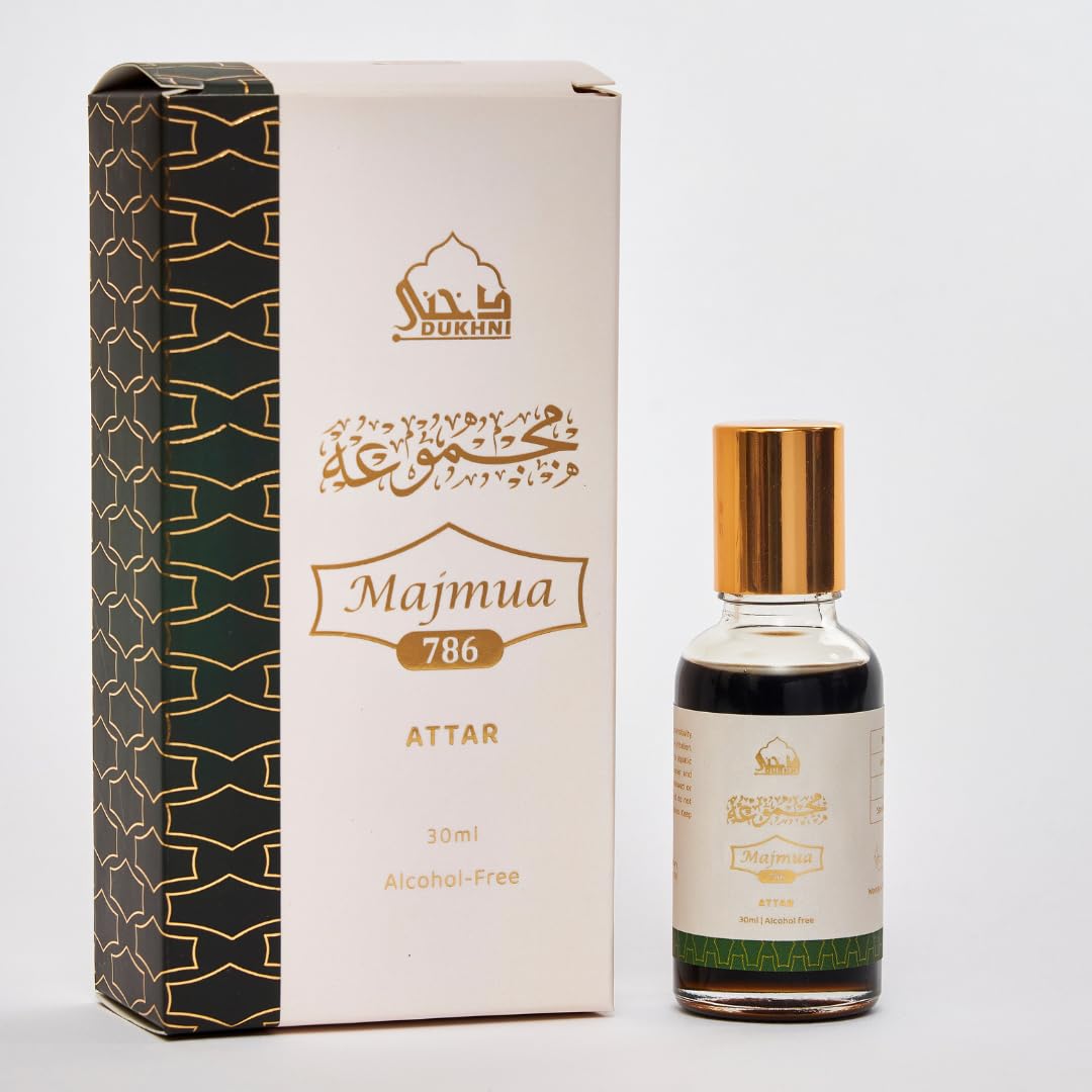 Dukhni Majmua 786 Attar Oil Arabic perfume oils for men and women | 30ml Pure roll on perfume, vetiver scented blend | Eid, Ramadan, Umrah Gifts, Vegan Islamic Fragrances