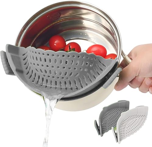 Miniatura 1 de Colador de clip adecuado para todo tipo de utensilios de cocina y tamaños (gris)