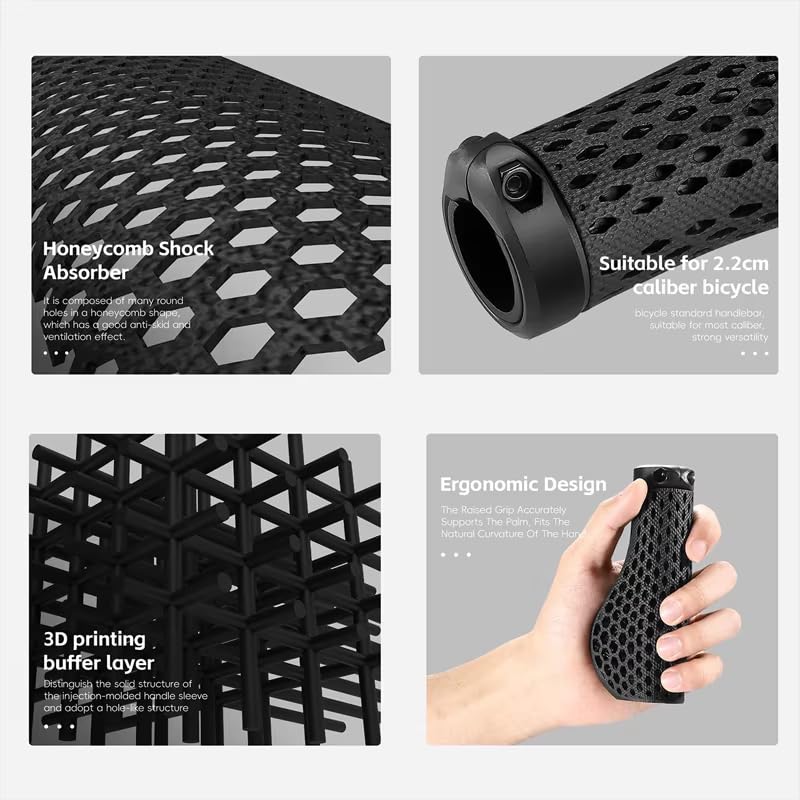 1 Paar Fahrradgriffe für Mountainbike E-Bike für Cube Reaction Hybrid Reaction TM Stereo Stereo 120, Lenkergriffe Ergonomische Griffe Stoßdämpfend rutschfest Wabenstruktur Lock-On