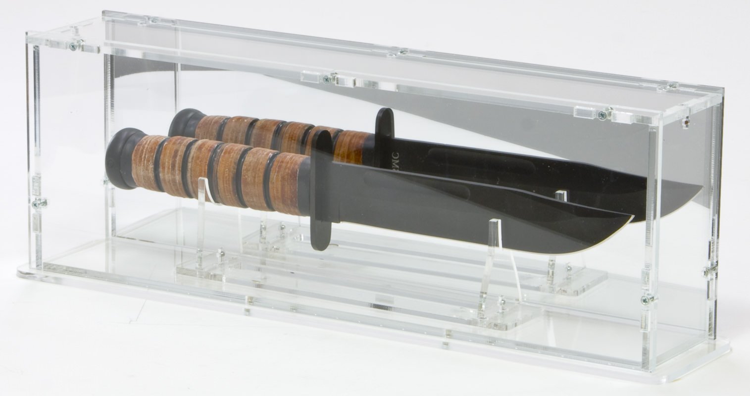SORA Vetrina espositiva per coltello con pannello posteriore a specchio e supporto per coltello separato/indipendente