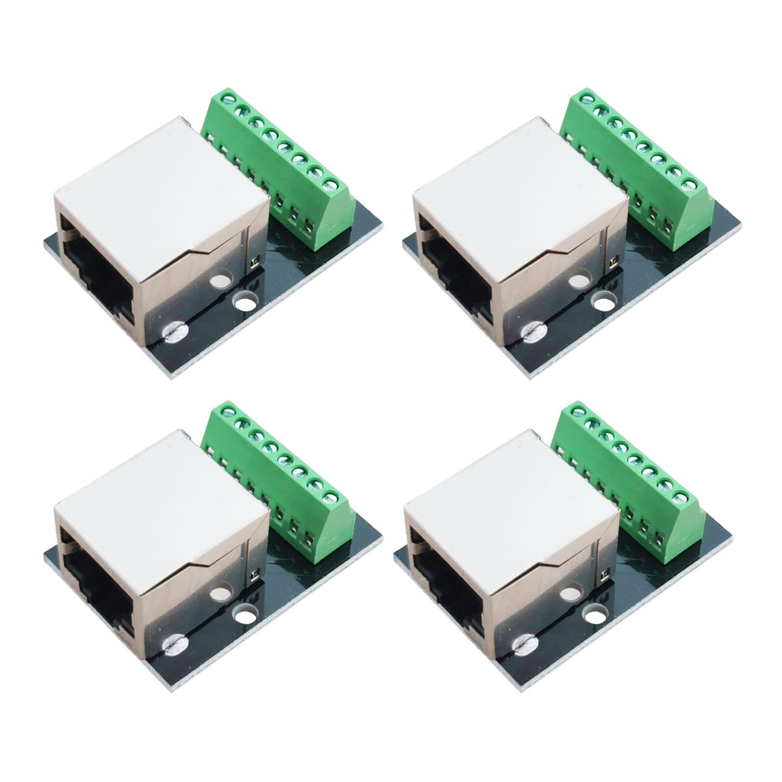 Cermant 4Pcs RJ45 Female Breakout Board, 2.54mm Pitch Shielded Adapter