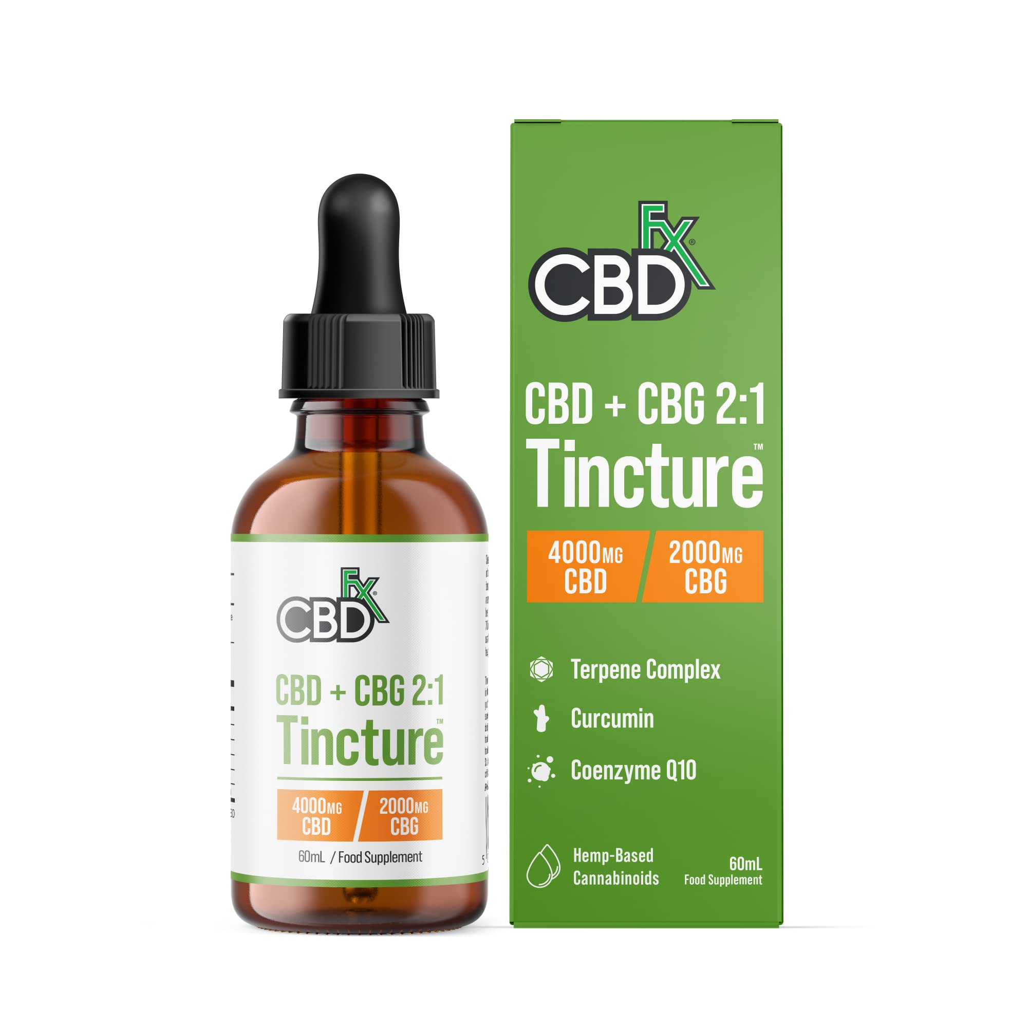 CBDfx 4000mg CBD 2000mg CBG Wellness Oil Coenzyme Q10, Curcumin