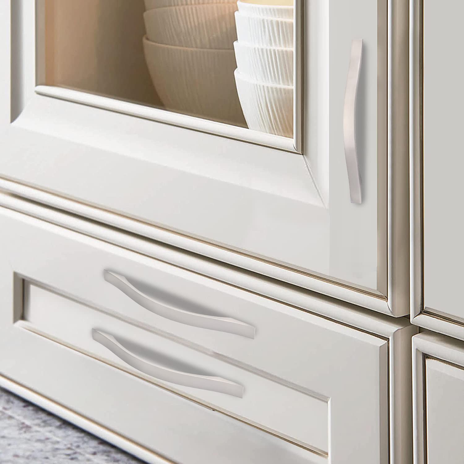 Maniglie Per Mobili Moderni - 10 Pezzi, Nichel Satinato, Distanza Fori 128 Mm - Foto 9