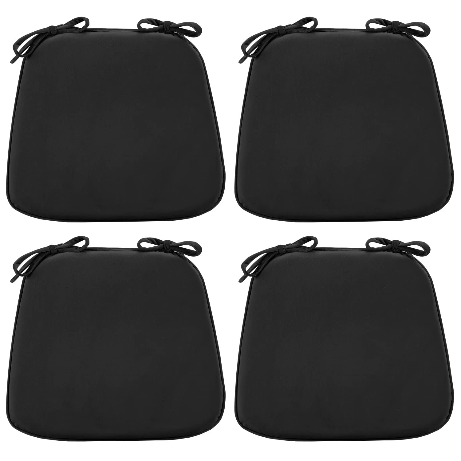 Basic Beyond Kitchen Chair Cushions Set of 4, U Shaped Memory Foam Chair Cushion with Ties, 17 x 15 inches Soft Plush Velvet Chair Pads for Dining Chairs(Black)