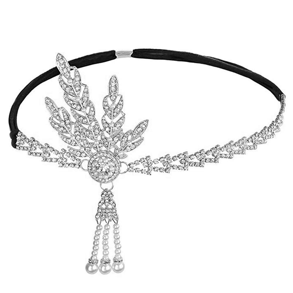 1920's Flapper Headband Great Gatsby Leaf Inspired Pearl Headpiece Art Deco Flapper Costume Accessories Headpiece Headband…