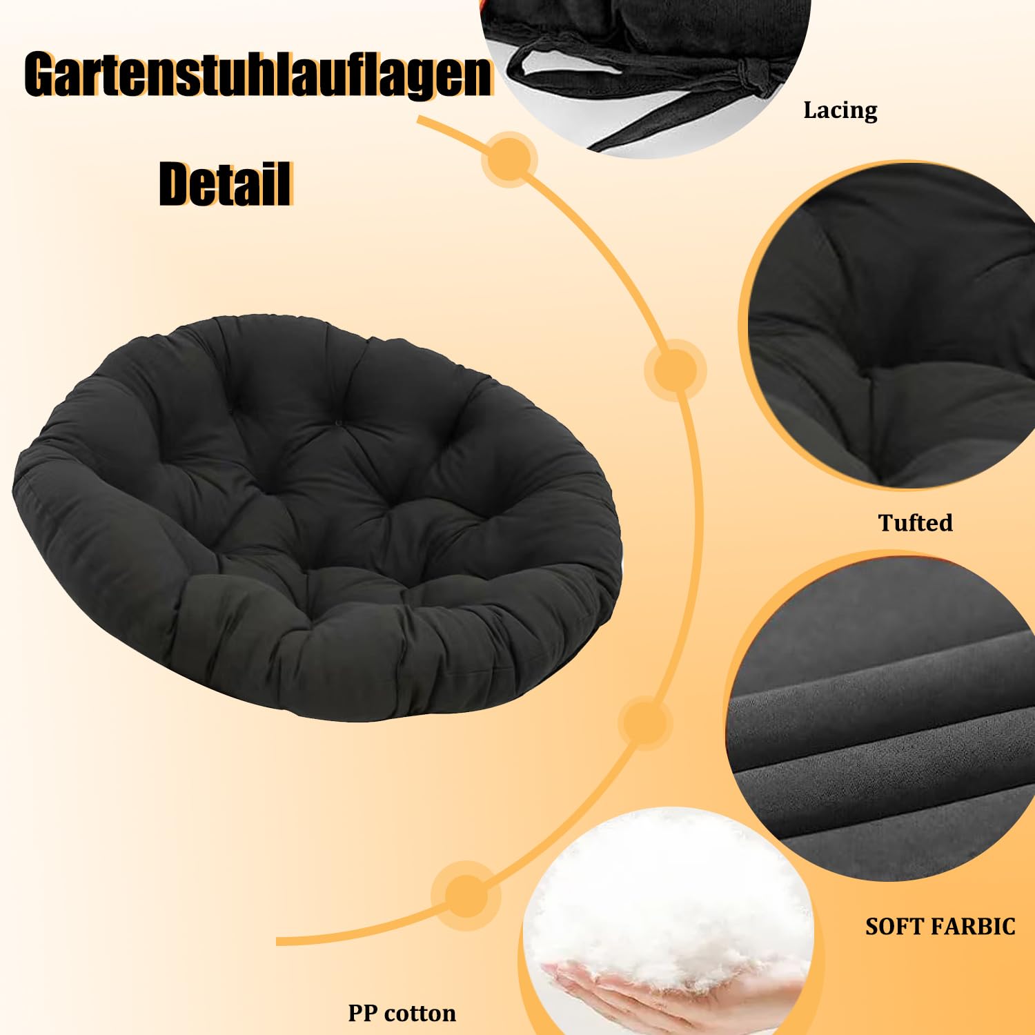 Redondo Cojin para Silla Cojin para Asiento Cuscino per sedia da giardino rotondo 80 x 80 cm, comodo per sedie da giardino