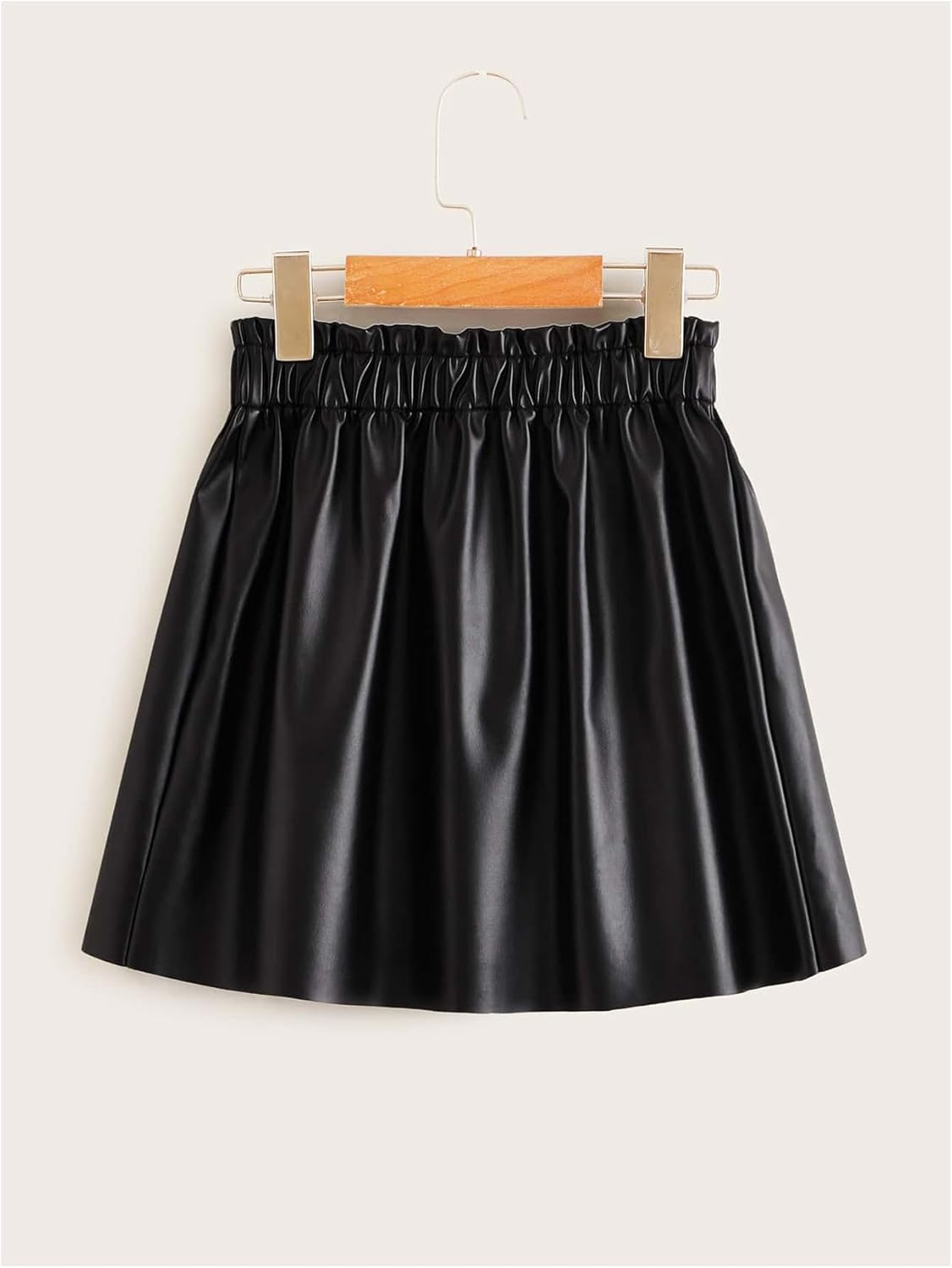 Floerns Girl's PU Leather Elastic Waist Skirt Button Down A Line Short Skirt - Image 2