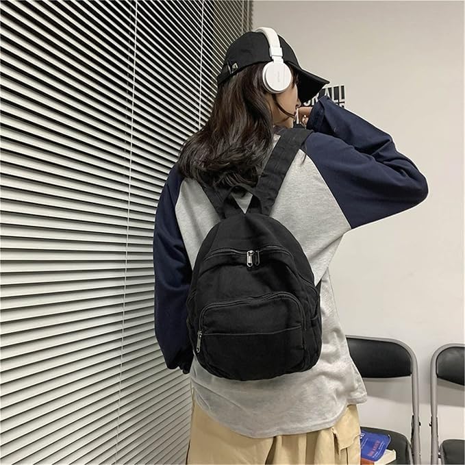 Image of MaxxCloud Vintage Denim Laptop Backpack Casual Canvas Daypack Handbag Purse Lightweight Rucksack Shoulder Bag