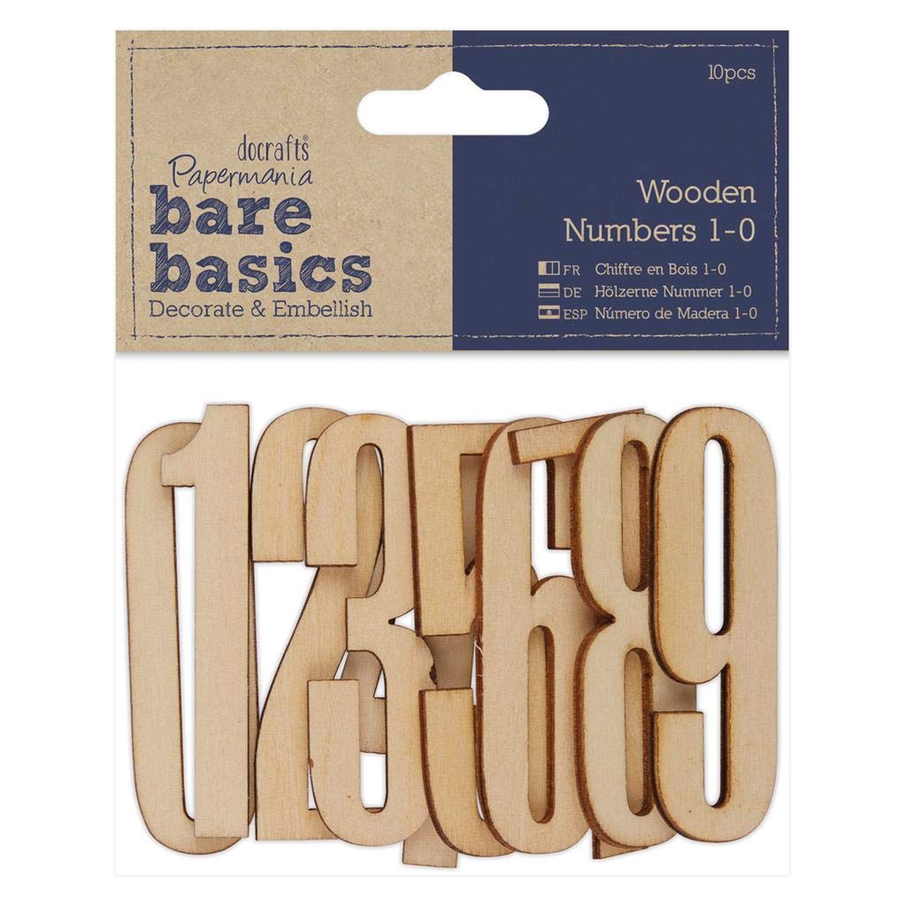 Bare Basics Papermania Wooden Numbers - 10 Pieces