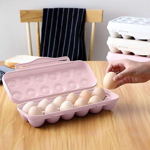 Miniatura 6 de Contenedor de huevos para refrigerador con tapas, apilable, caja de huevos de gran capacidad, estuche de almacenamiento de huevos de plástico