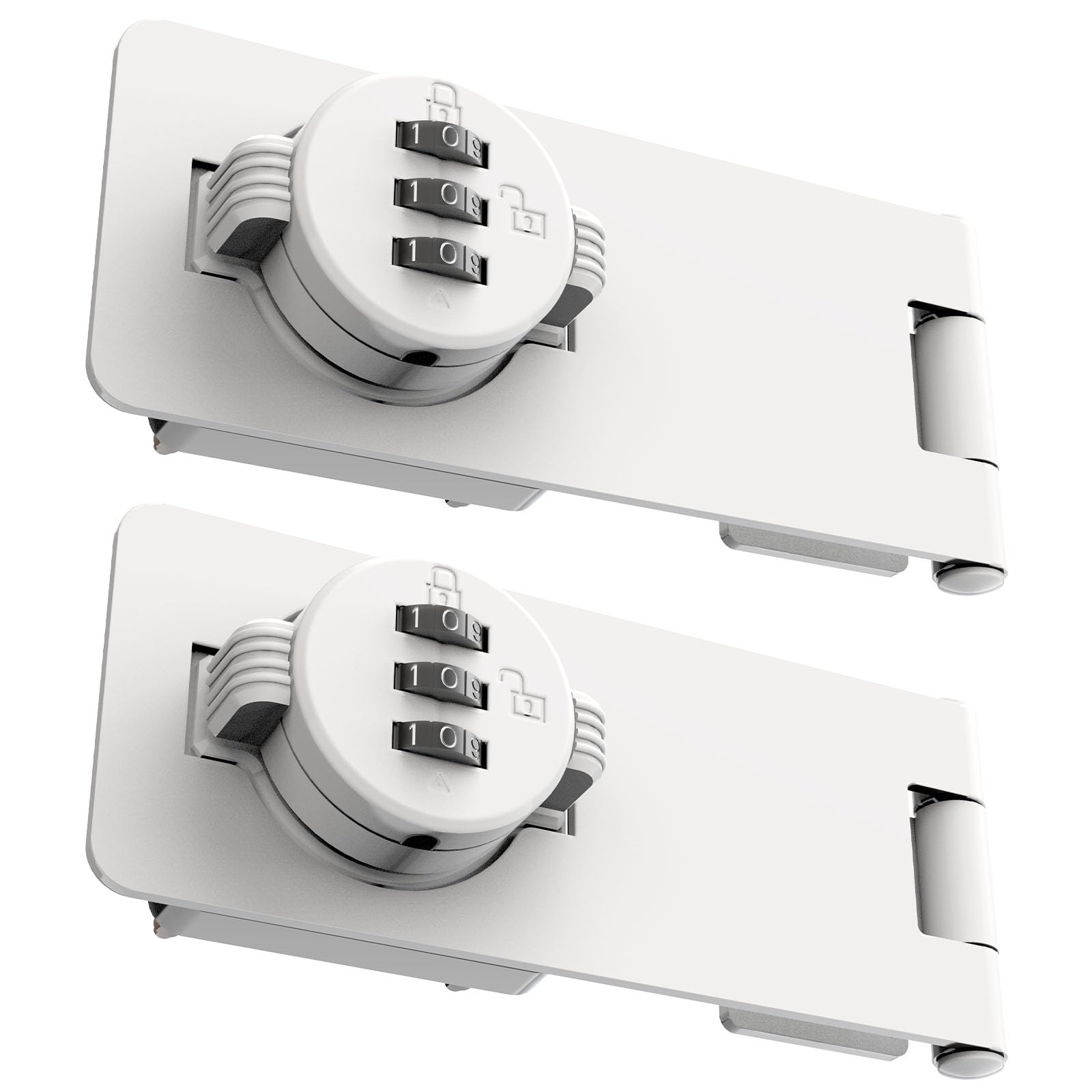 Cabinet Password Hasp Locks, Cabinet Door Combination Lock, Password hasp Lock, 3-Digit Combination Lock for Cabinet Doors – Twist Knob Hasp Latch Lock with Password Code (2 Packs White)