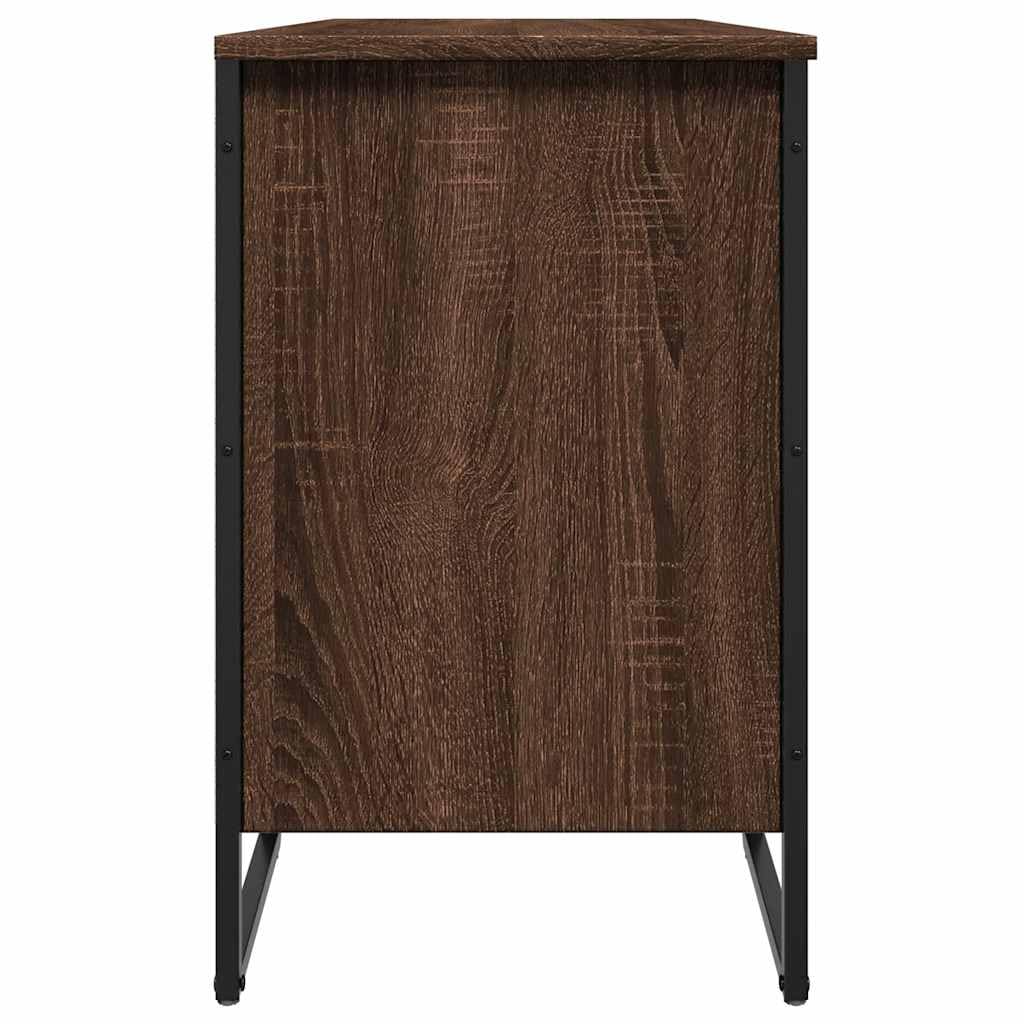Regał na buty, brązowy, imitacja dębu, materiał drewnopochodny z metalowymi nogami, 90 x 38 x 61,5 cm, szafka na buty do przedpokoju, sypialni, przechowywanie i porządek z ławką do