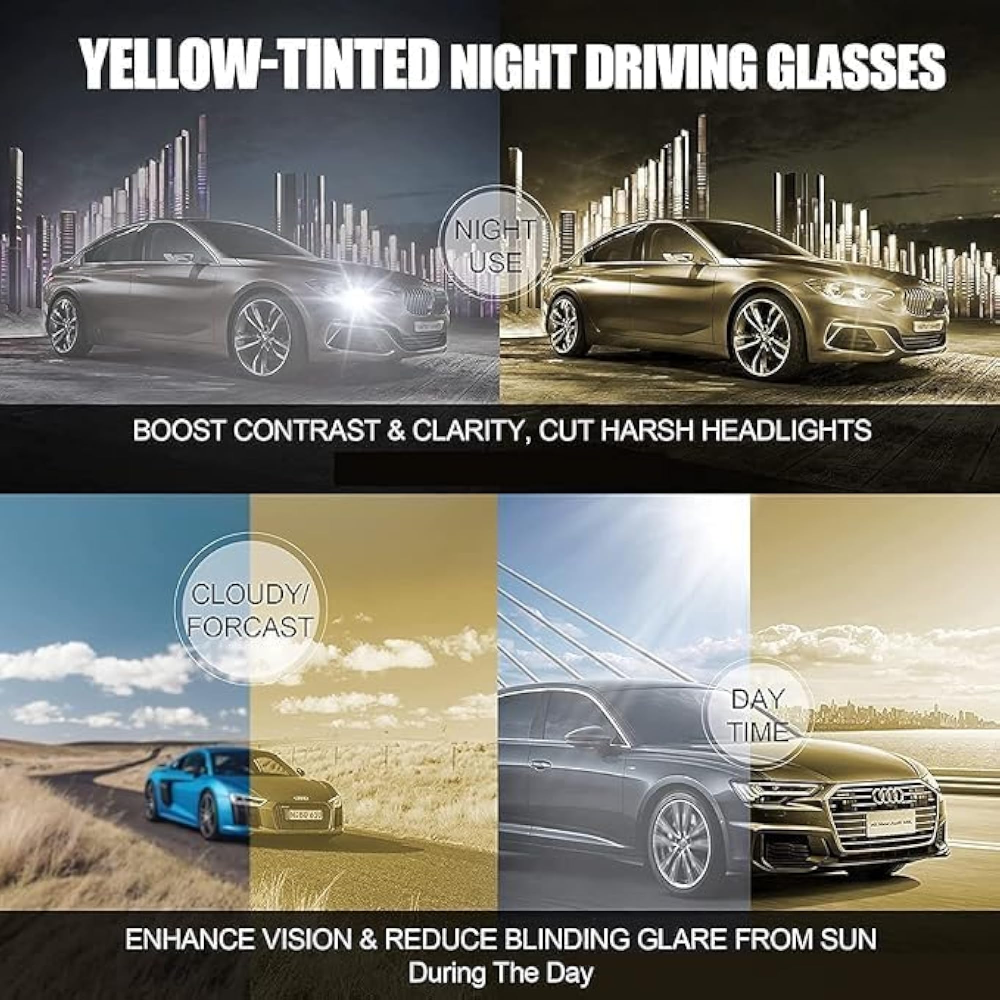 HD Vision & Night Goggles Polarized Sunglasses Pack of 2