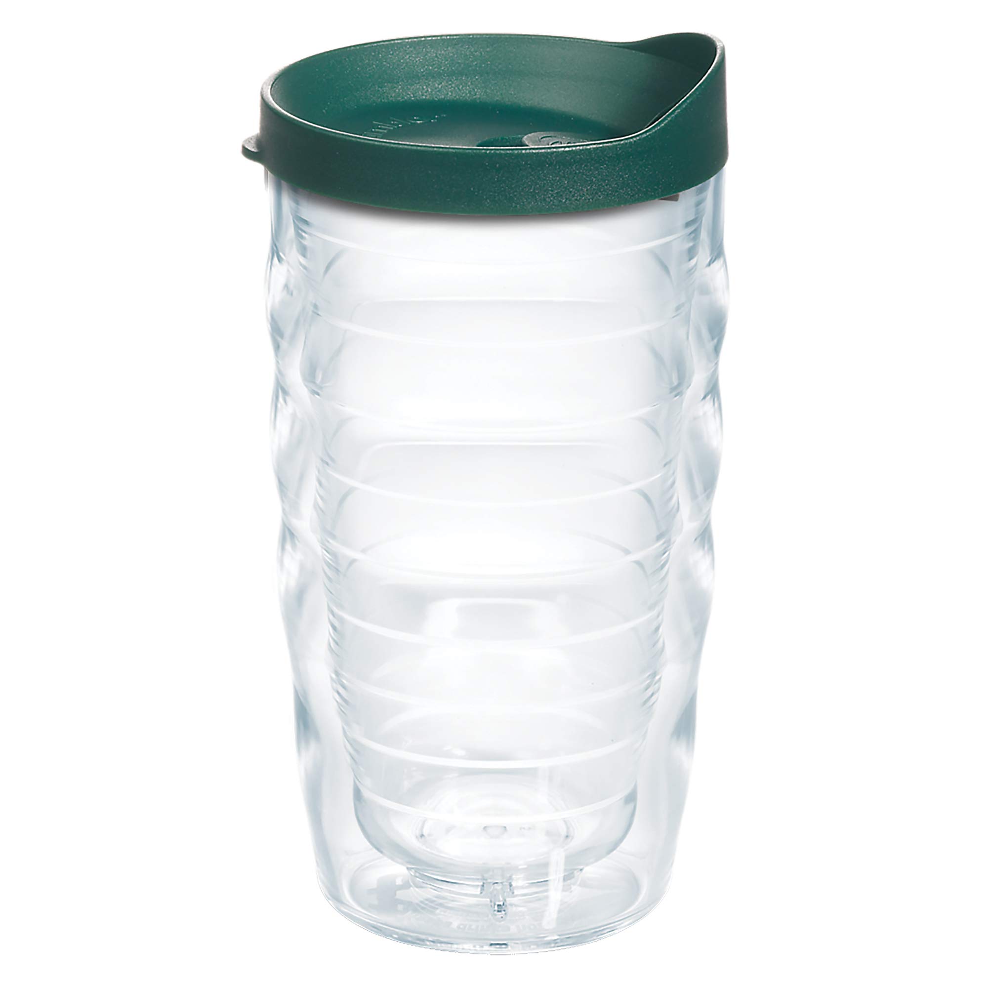 Tervis Clear & Colorful Lidded Made in USA Double Walled Insulated Tumbler Travel Cup Keeps Drinks Cold & Hot, 10oz Wavy, Hunter Green Lid