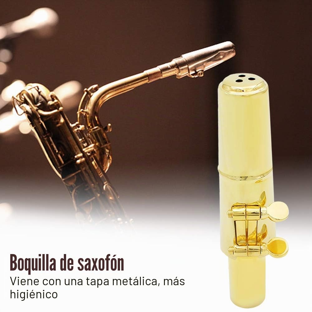 Boquilla de saxo, Jazz Alto Saxofón Metal 8C Boquilla con casquillos Parches Almohadones Cojines