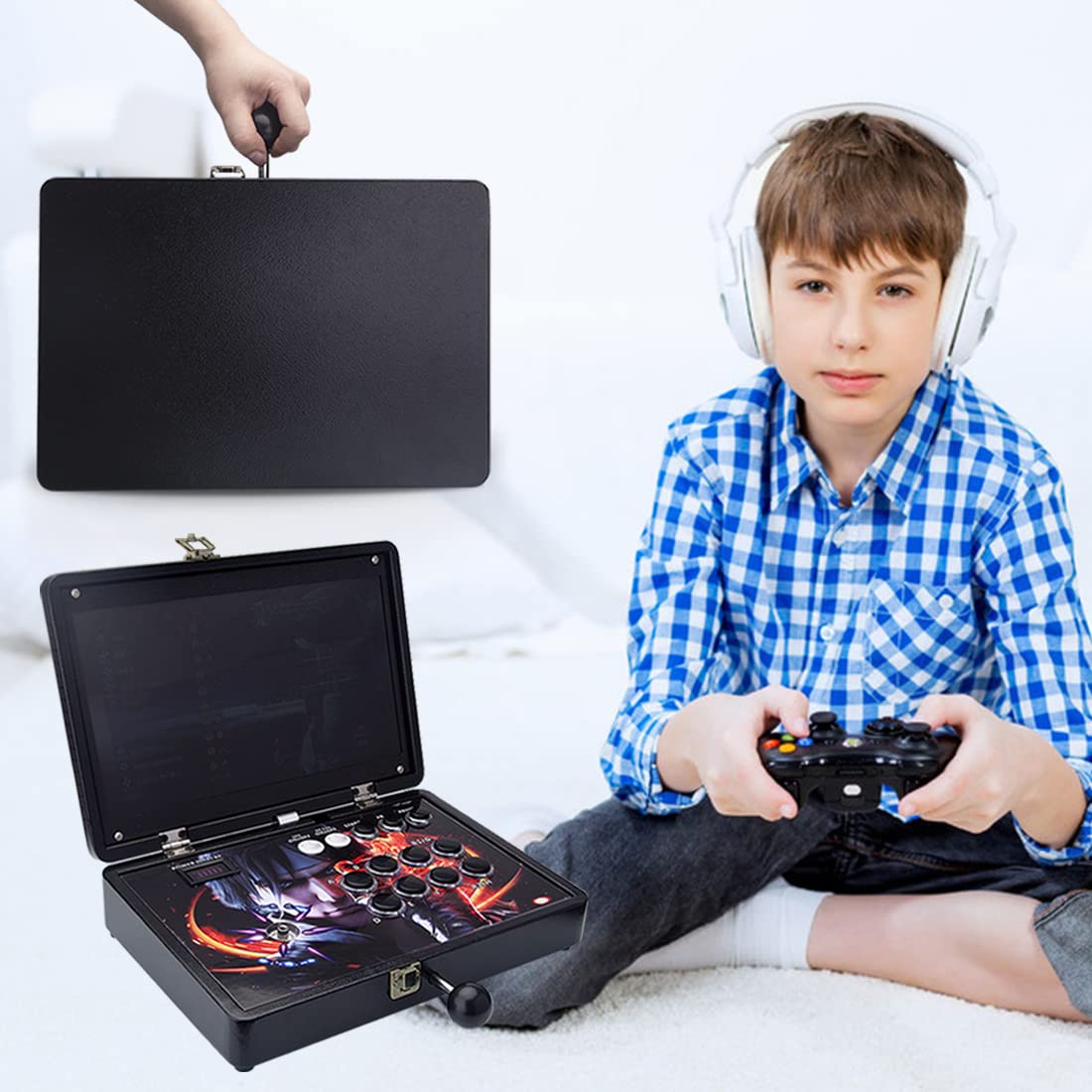SUNDAYA 13000 Giochi in 1 Pandora Box 3D Plus Arcade, 32G Console di Gioco Arcade Console Machine, 14 pollici Retrò Console Videogiochi Macchina Supporta di Giochi Multiplayer 2P, 3P, 4P