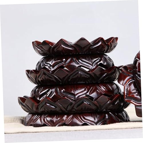 Miniatura 3 de MERRYHAPY Base de estatua de decoración de loto Decoración de jarrón Decoración de madera con forma de loto Base de madera Soporte de exhibición